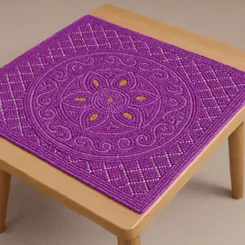 Picture of Handcrafted Blue Embroidered Cotton Fabric – Floral Mandala Design