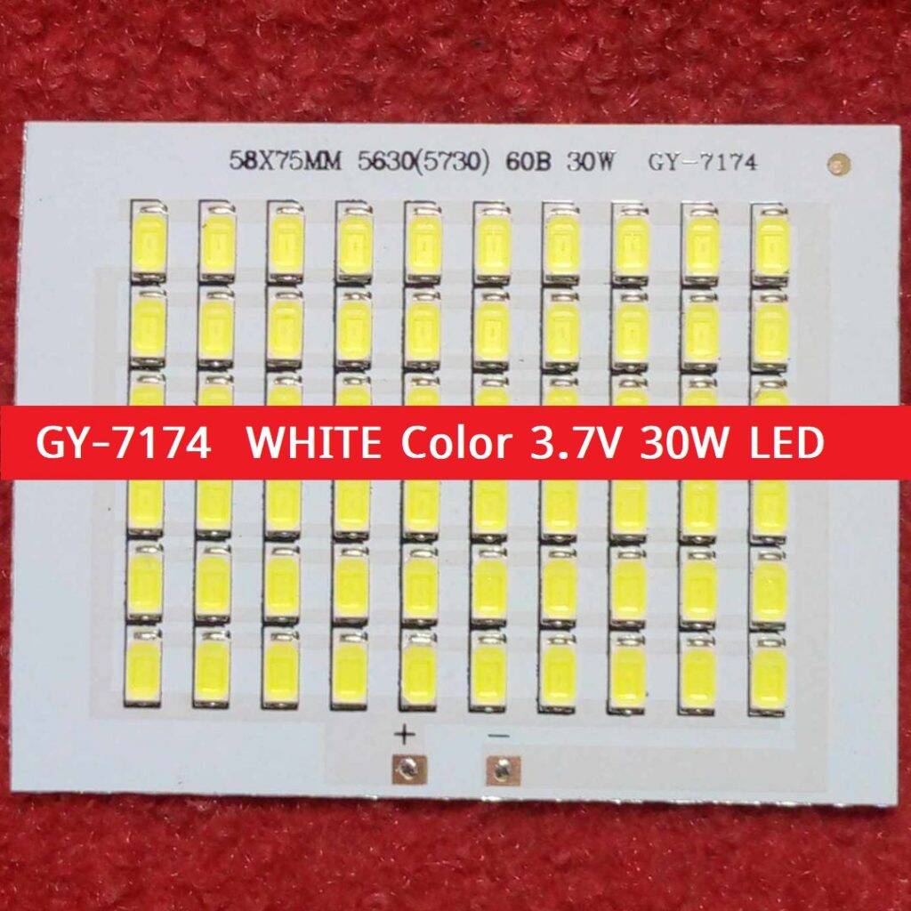 Picture of 30W DC3.7V White Color LED Model GY-7174 Light Bulbs 75x58mm 60 Pcs SMD LED White LED Light Bulbs 4V LED Light 3.7V LED Light 30W LED Light For 3.7V Battery