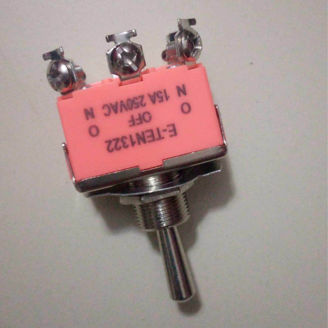 Picture of 6Pin Latching ON-OFF-ON TOGGLE Switch 3 Terminal 15mm Long Head AC 250V 15A 6 Pin 3 Positions SPDT ON-OFF-ON Miniature Toggle Momentary Switch