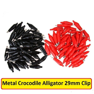Picture of 3Pair- 29mm Electronic Spices Metal Alli-gator 29mm Clips Red & Black Electric Covered Test Lead Clamp Soft Protective Insulated Boots Electrical Circuitry & Parts