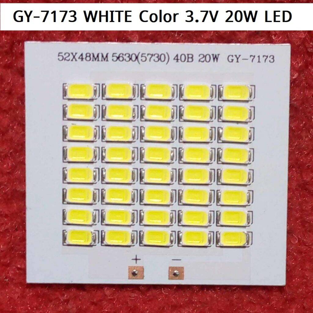 Picture of 20W DC 3.7V  LED GY-7173  WHITE Color Light Bulbs 52x48mm 40 Pcs SMD LED White LED Light Bulbs 4V LED Light 3.7V LED Light 20W LED Light For 3.7V Battery