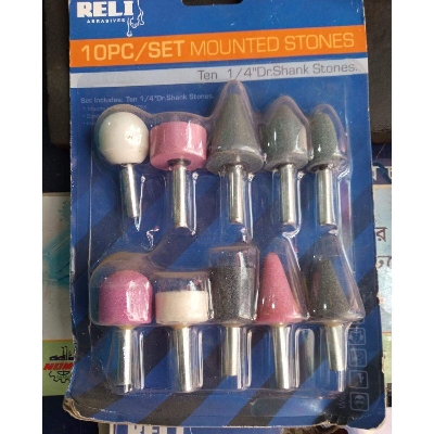 Picture of Multifunction Rotary Mounted Stone Set 10 Pcs 1/4″ Shank Rotary Grinder Polishing Grinding Sharpening Engraving Tools Accessories Kit