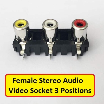 Picture of 2Pcs Female Stereo Audio Video Socket 3 Positions AV RCA Socket Connector Panel Mount Adapter For Audio Video TV DVD Computer Speaker Cables