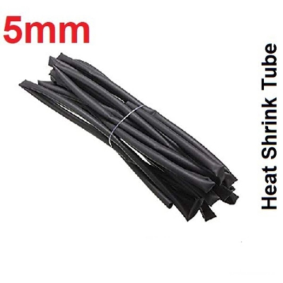 Picture of Heat Shrink Tube 5mm Black Heatshrink 3 Gauge Tubing Shrinkable Wrap Wire Cable Sleeve Set Heat Shrink Φ5mm Wire DIY Connector Repair