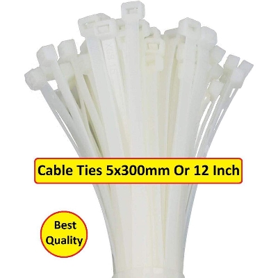 Picture of 12" Inch Cables Ties Smart Work Heavy Duty 300x5mm 12″ Inch Long -10pcs Nylon Patch Wrap Cable Ties Nylon Plastic Zip For Electronics Electrical Engineering Projects DIY