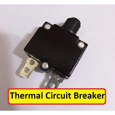 Picture of Thermal Circuit Breaker AC 250V 5A Zing Ear ZE-700S-5A Push Button Manual Reset Circuit Breaker With Quick Connect Terminals