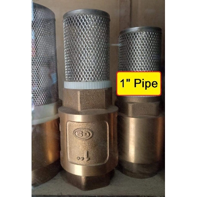 Picture of Foot Valve With Filter 1″ Inch Female Check Bulb For 1″ Inch Pipe Fitting Copper Body With Stainless Steel Net Filter For AC DC Water Pump