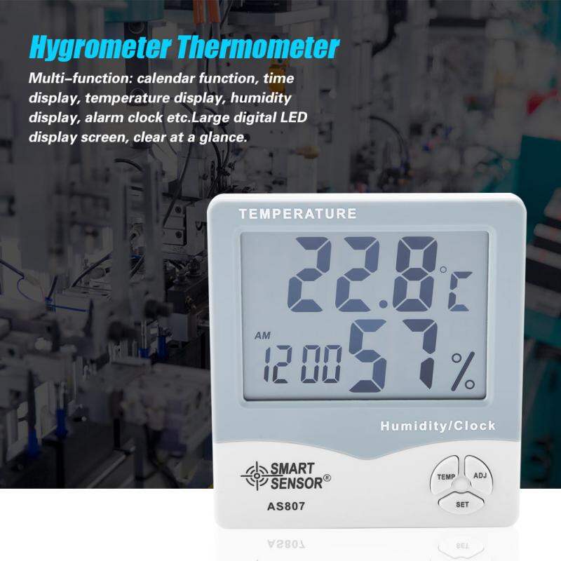 Picture of AS807 Digital Hygrometer Thermometers Humidity Temperature Meter Tester Weather Station With Calendar & Clock Alarm Cables