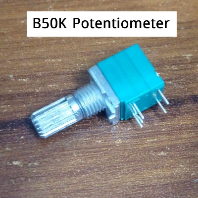 Picture of RV09 9mm Square Stereo 50K Linear Potentiometer With Spline Shaft Vertical 5 Pin Rotary Stereo Volume Control B503 Potentiometer