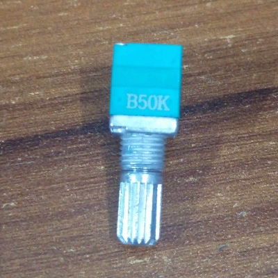 Picture of RV09 9mm Square Stereo 50K Linear Potentiometer With Spline Shaft Vertical 5 Pin Rotary Stereo Volume Control B503 Potentiometer