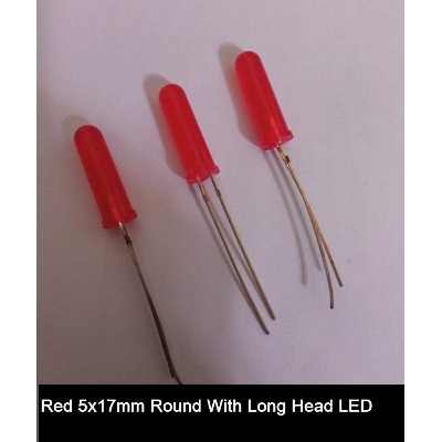 Picture of 10Pcs LED Red 5x17mm Round With Long Head LED Light Emitting Diode Basic Red Light Bulbs For Electronics Project Indicator Front Panels Light DIY