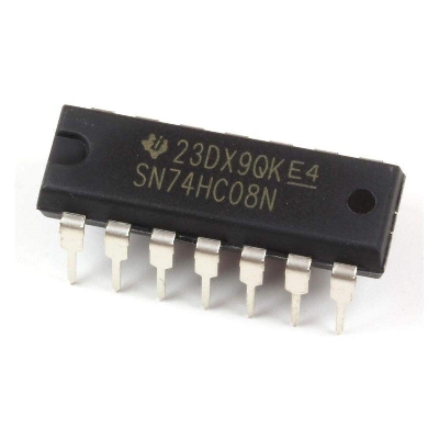 Picture of A Class 7408 SN74HC08N 74HC08 74LS08 2 Input AND Gate IC Dual In Package DIP 14 Pin IC Electrical Circuitry & Parts