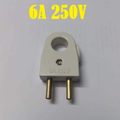 Picture of 2Pcs- HOLE With Electrical Power Plug AC 250V 6A 2 Pin European Standard EU Male Plug Power Adapters Power Connector Cable Cord Male Plug Socket Plug Adapters Detachable Plug