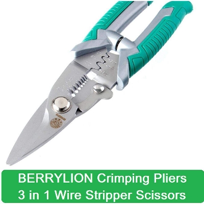 Picture of Crimping Pliers 3 in 1 Wire Stripper Scissors For Cutting Cable Leather Electrician Hand Crimping Tools