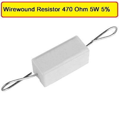 Picture of 5pcs- Wirewound Resistor 470 Ohm 5W 5% Wire Wound Cement Resistor 470 Ohm 5 Watt