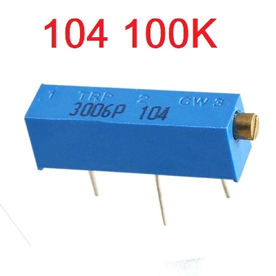 Picture of Multi Turn Variable Resistors 104 100K Trim Pot Trimmer Potentiometer 3006P Package 750mW VR Electrical Circuitry & Parts