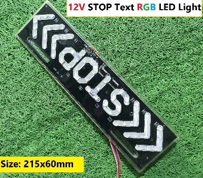 Picture of STOP Text Super Bright 12V RGB LED Light Bulbs 215x60mm STOP Text LED Sign Electric Lighted Flashing & Steady Light Up Sign For Store Resturatant Window Walls Outdoor