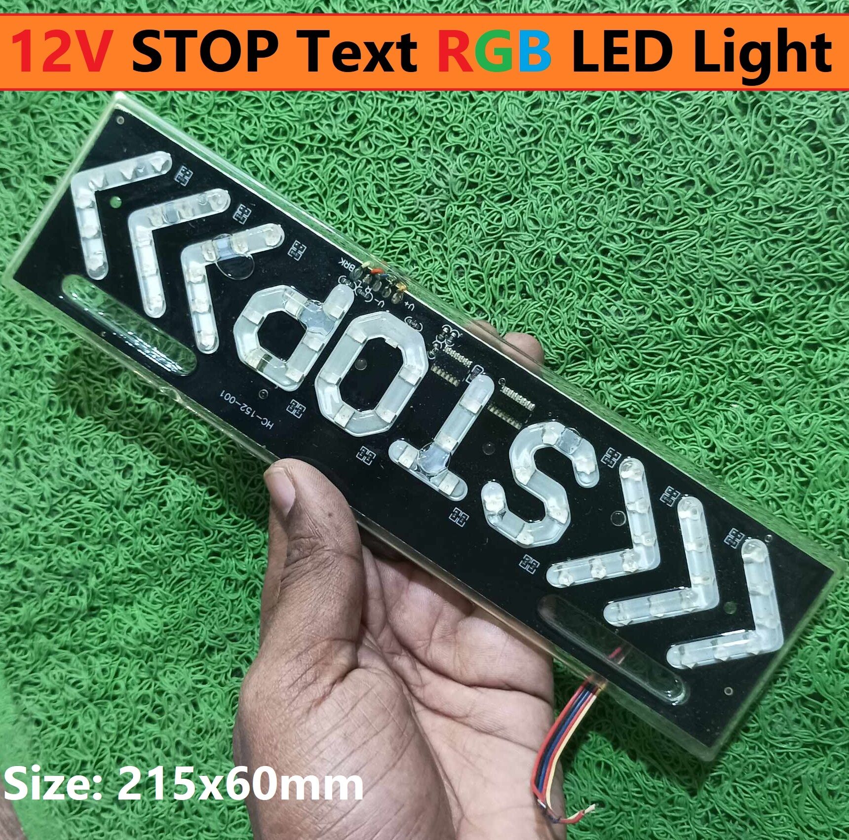 Picture of STOP Text Super Bright 12V RGB LED Light Bulbs 215x60mm STOP Text LED Sign Electric Lighted Flashing & Steady Light Up Sign For Store Resturatant Window Walls Outdoor