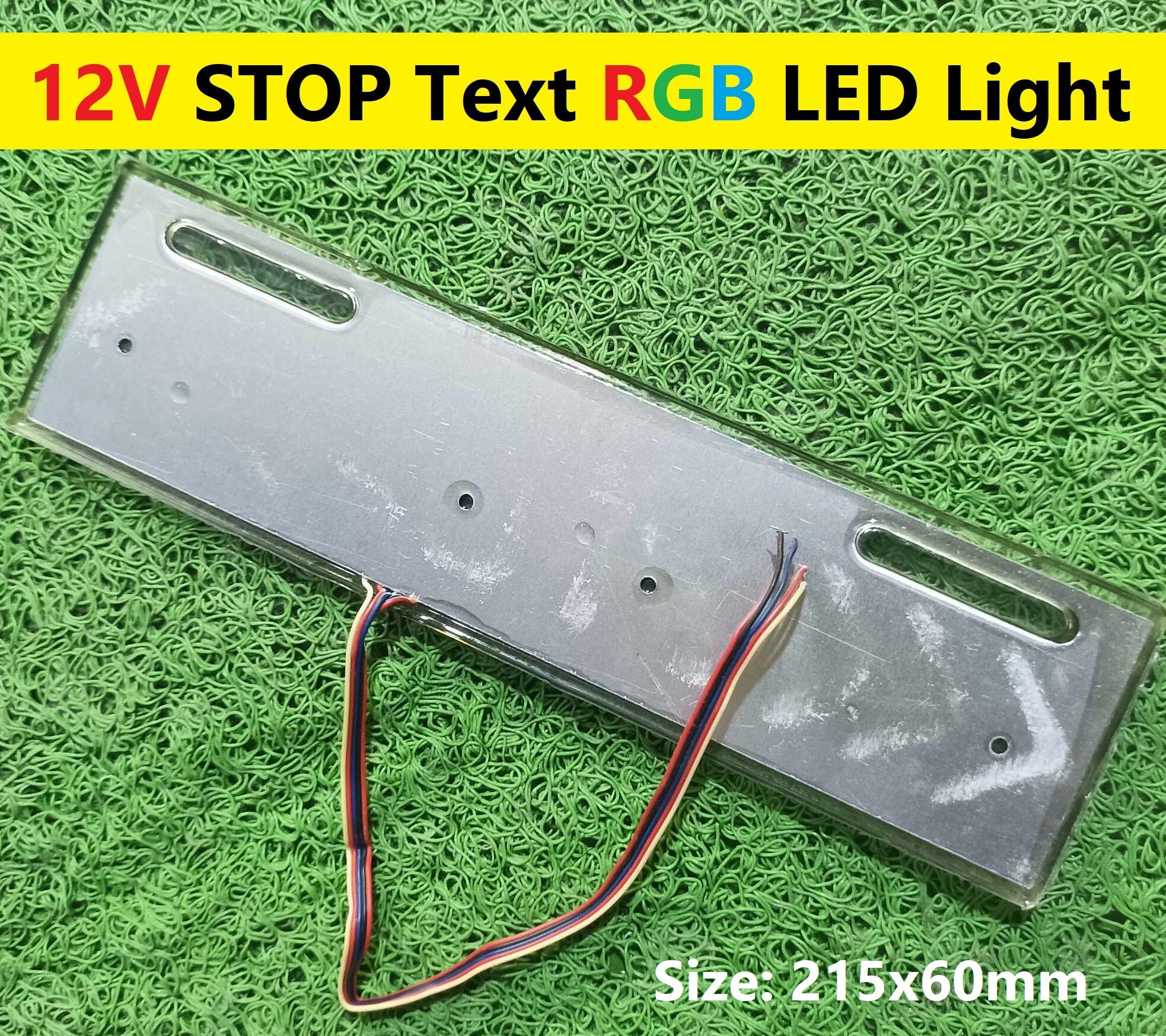 Picture of STOP Text Super Bright 12V RGB LED Light Bulbs 215x60mm STOP Text LED Sign Electric Lighted Flashing & Steady Light Up Sign For Store Resturatant Window Walls Outdoor