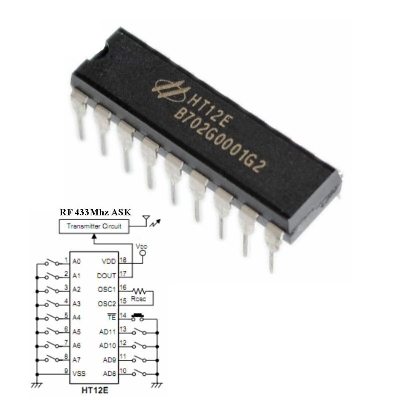Picture of HT12E Encoder Chip For RF Module 18 Pin DIP