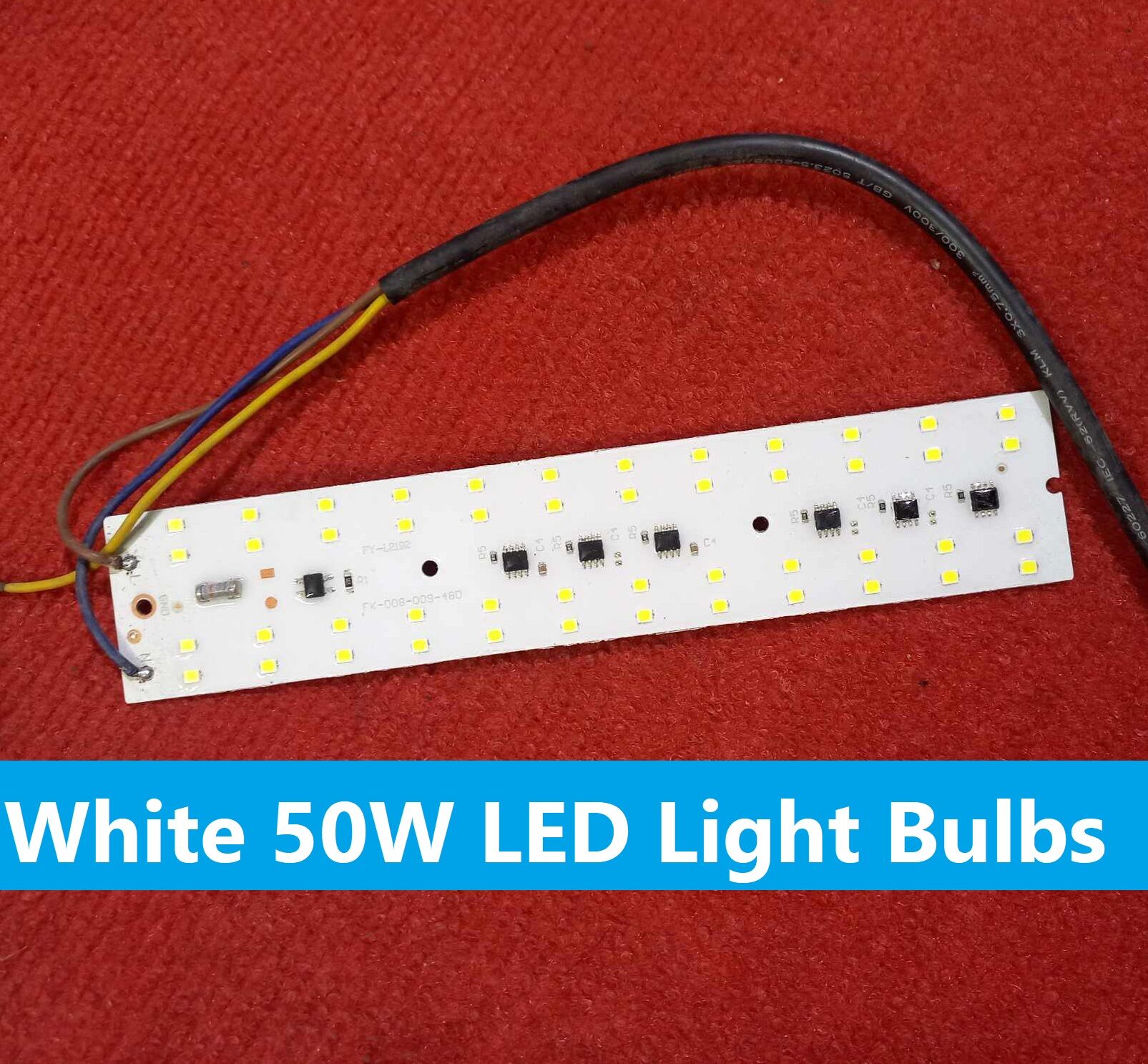 Picture of Cables With 50Watt LED Light Bulbs 50W DIRECT AC 220V WHITE Color 220V 198x34mm 48Pcs White SMD LED Light SMD Board 220V SMD LED Light Plate SMD LED Light