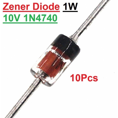 Picture of 10Pcs- Zener Diode 1W 10v 1N4740 Through Hole Voltage Regulator Zener Diodes DO-41 DIP Values Assortment Kit For Electronics DIY