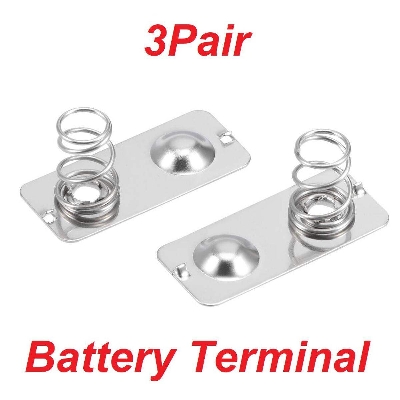 Picture of Big Size Metal Battery Spring Terminal Nickeling Plate Connector- 3Pair Holder Steel Contact Copper Wire Positive Negative Conversion Remote For AA AAA 18650 14500 Etc. Batteries