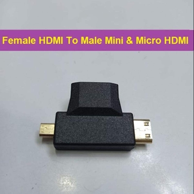 Picture of Top Quality Female HDMI To Male Mini & Micro HDMI T-Shaped Adapter Cable Connectors Compatible For Raspberry Pi 4