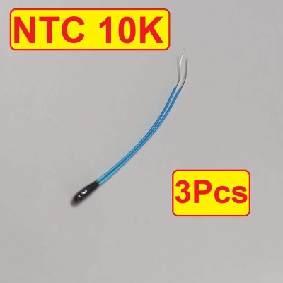 Picture of 3Pcs 10K NTC Thermistor Temperature Sensor Black Epoxy Bead Probe 55mm 103 Without Connector For General Purpose