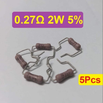 Picture of 5Pcs 2W 0.27 Ohm Resistor Metal Oxide Film Resistors Flameproof Power 2 Watt 0.27 Ohm Metal Oxide Resistors 5% Tolerance Passive Components