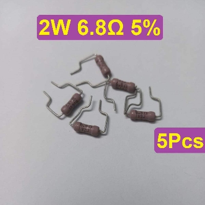 Picture of 5Pcs 2W 6.8 Ohm Resistor Metal Oxide Film Resistors Flameproof Power 2 Watt 6.8 Ohm Metal Oxide Resistors 5% Tolerance Passive Components