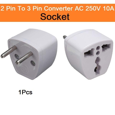 Picture of 2Pcs- NKA Electric 2 Pin To 3 Pin Socket Converter AC 250V 10A EU Male Plug To Portable Travel 3 Pin Multiplug Socket Converter Cables Adapters