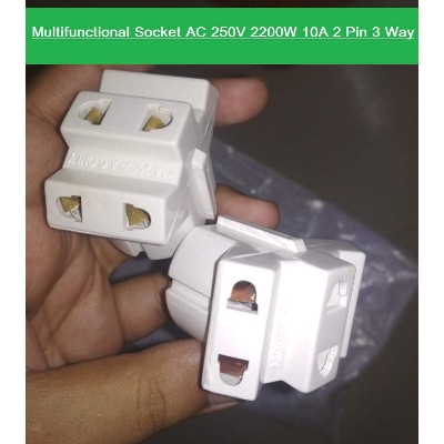 Picture of 2Pcs- Electrical Multifunctional Socket AC 250V 2200W 10A 2 Pin 3 Way Multi Socket EU Male Plug To Multi Socket Converter 2 Pin Male Plug With 3 Point Socket Plug Connectors - multi plug