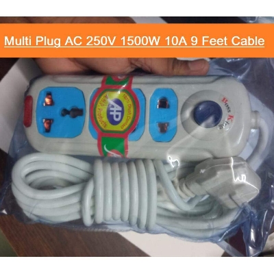 Picture of Multiplug Socket Multi Plug AC 250V 1500W 10A 9 Feet Cable Brass Contact 4 Point Socket LED Indicator Control With Single Switch Multi Usage Extension Socket