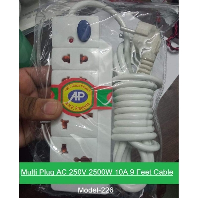 Picture of Multiplug Socket Multi Plug AC 250V 2500W 10A 9 Feet Cable Brass Contact 4 Point Socket LED Indicator Control With Single Switch Multi Usage Extension Socket