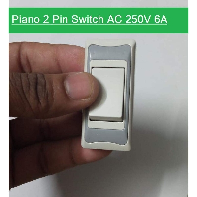 Picture of 2Pcs- Piano 2 Pin Switch AC 250V 6A 2-Pin Heavy Duty Brass Contact Switch For Electrical Devices AC Line LED Light Fan Made In Bangladesh