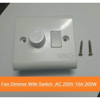 Picture of Fan Dimmer With Switch  AC 250V 10A 200W Heavy Duty Brass Contact Wall Mount Switch Box IPS Loading For Electrical Devices LED Light Dimmer Fan Regulator