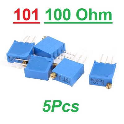 Picture of 3Pcs-3296 101 Square Cermet 100 Ohm 101 1/2W 3296 100 Ohm Potentiometer Variable Resistors 100 Ohm 101 Trimpot Trimmer Potentiometer 25 Turn 3 Pin Leads