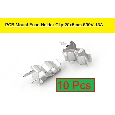 Picture of 10Pcs- PCB Mount Fuses Holder Clip 20x5mm Inline Fuse Housing Holder PCB Mount Block Series Flame Resistant Fuse Clip 500V 15A Through Hole