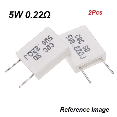 Picture of 2Pcs Wirewound 5W 0.22 Ohm Non-Inductive Ceramic Cement Resistor 0.22R 5 Watt BPR56 Wire Wound Resistance Axial Lead Fixed Cement Resistor 5% Tolerance