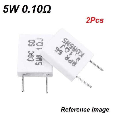 Picture of 2Pcs Wirewound 5W 0.10 Ohm Non-Inductive Ceramic Cement Resistor 0.10R 5 Watt BPR56 Wire Wound Resistance Axial Lead Fixed Cement Resistor 5% Tolerance
