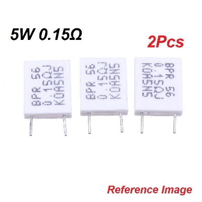 Picture of 2Pcs Wirewound 5W 0.15 Ohm Non-Inductive Ceramic Cement Resistor 0.15R 5 Watt BPR56 Wire Wound Resistance Axial Lead Fixed Cement Resistor 5% Tolerance