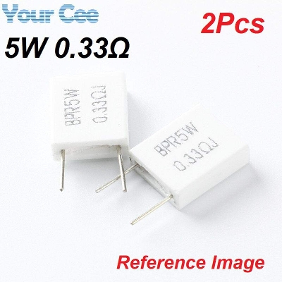 Picture of 2Pcs Wirewound 5W 0.33 Ohm Non-Inductive Ceramic Cement Resistor 0.33R 5 Watt BPR56 Wire Wound Resistance Axial Lead Fixed Cement Resistor 5% Tolerance