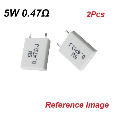 Picture of 2Pcs Wirewound 5W 0.47 Ohm Non-Inductive Ceramic Cement Resistor 0.47R 5 Watt BPR56 Wire Wound Resistance Axial Lead Fixed Cement Resistor 5% Tolerance