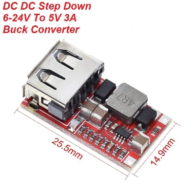 Picture of DC DC Step Down 6-24V 12V 24V To 5V 3A Buck Converter USB Phone Charger Car Power Supply Circuit  Efficiency 97.5% Buck Module