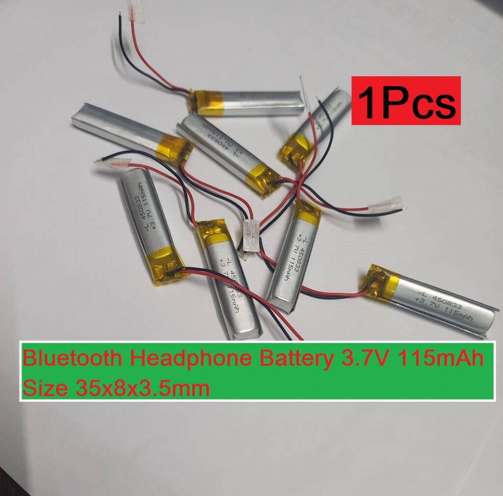 Picture of 115mAh Lipo Battery Bluetooth Headphone Battery 3.7V Lipo Battery 115mAh Size 35x8x3.5mm 3.7V Lithium Battery Rechargeable