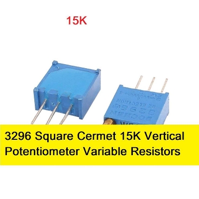 Picture of 3296 Square Cermet 15K 1/2W Vertical Potentiometer Variable Resistors 15K Ohm Trimpot Trimmer Potentiometer 25 Turn 3 Pin 3296 Adjustment Trim Pot - 5Pcs