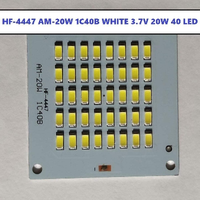 Picture of HF-4447 AM-20W 1C40B WHITE Color DC 3.7V 20W Solar LED SMD White LED Board 69x63mm SMD 40 LED 20 Watt Panel Mount Aluminum Board For Office Home Lighting Garden Solar Panel 18650 Battery - strip light