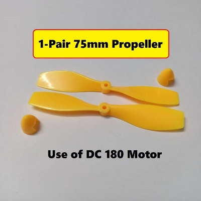Picture of 1Pair- 75mm Propeller Blade Fan DC 180 Motor Propeller Blade 75mm 2.95 Inch Fans Cooling Fans 180 Moto Fans Mini Fans - Yellow