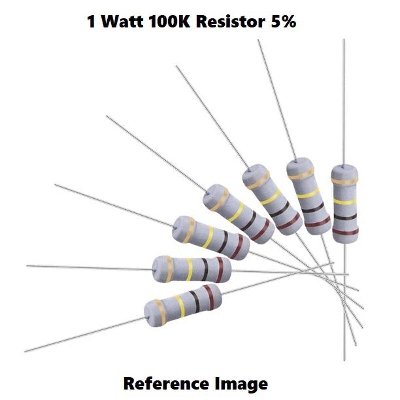 Picture of 25Pcs 1Watt 100K Ohm Resistor 1W 100K Ohm Metal Film Resistor 100K Ohm 1 Watt Metal Oxide Film Resistor Axial Lead 100K Ohm ±5% Tolerance Passive Components